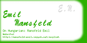 emil mansfeld business card